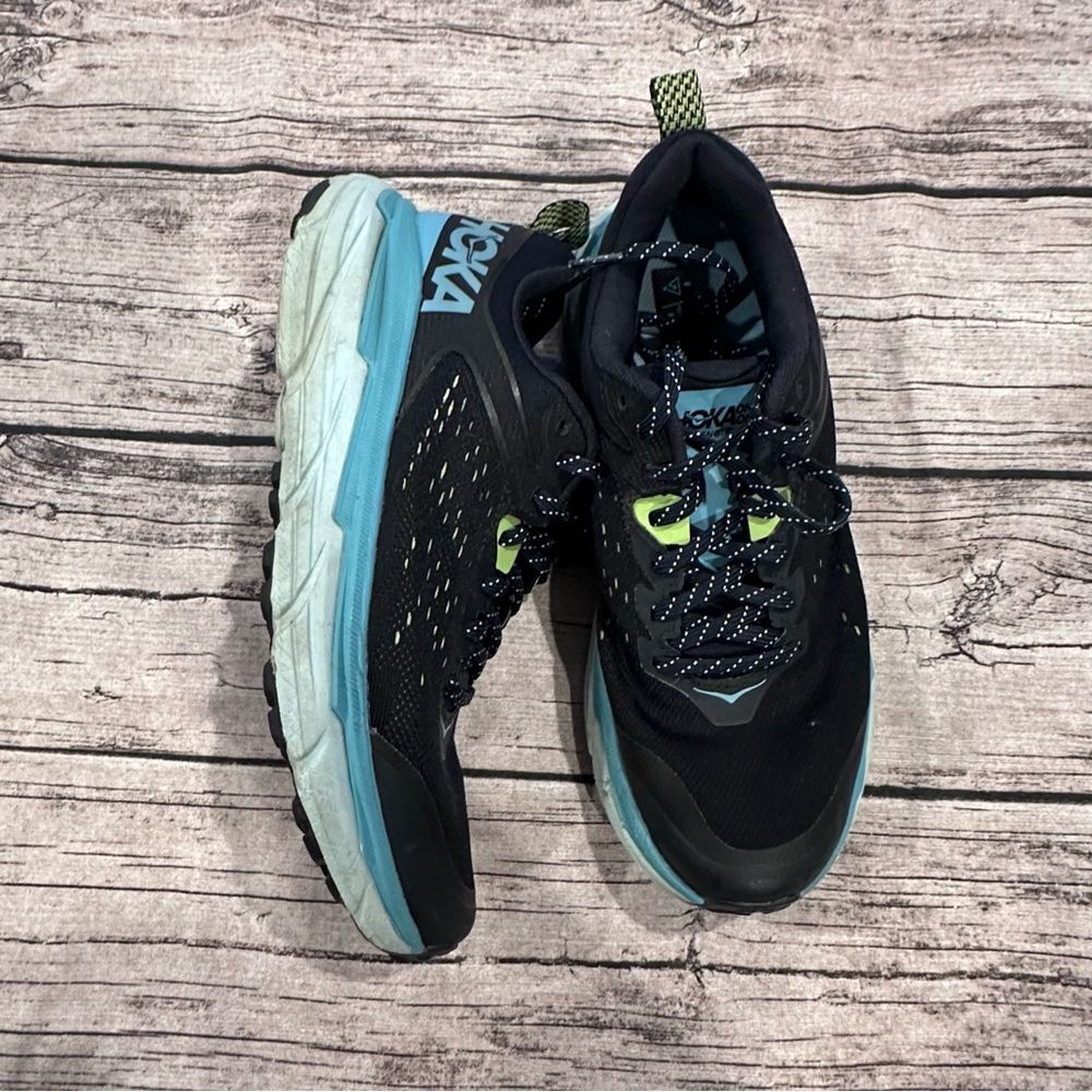 Hoka Black and Teal Running Shoes; Women’s Challenger ATR 6 Size 8.5